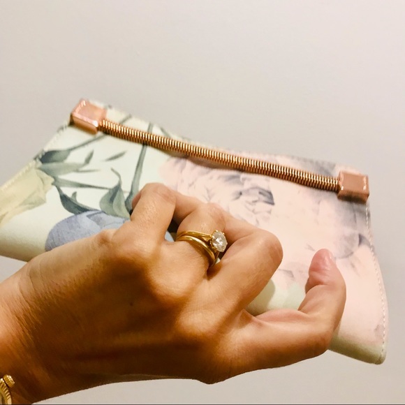 Ted Baker multicolor floral fabric and rose metal clutch. Good used condition. - Picture 9 of 9